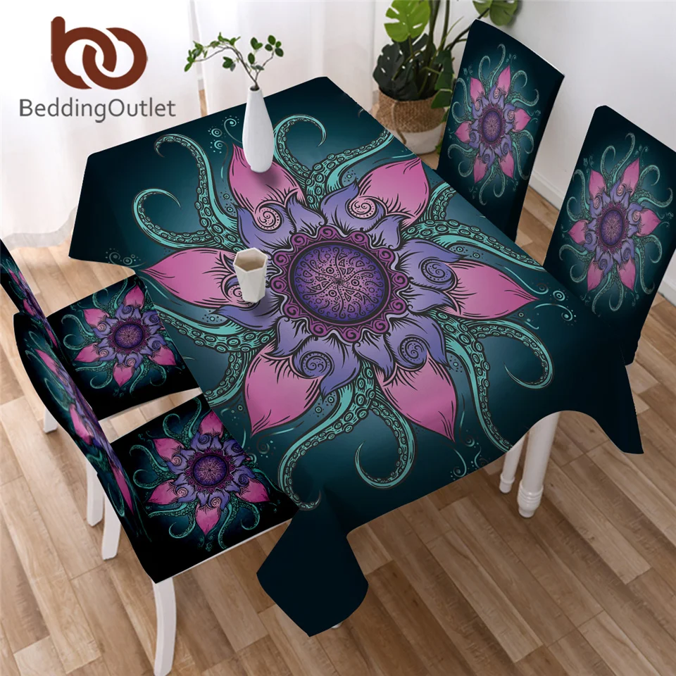 Скатерть BeddingOutlet с цветочным рисунком осьминога морской океан водонепроницаемая