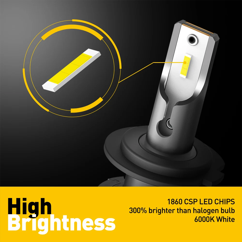2x 50W 16000LM H8 H9 H16JP H11 Car Headlight H4 H7 H1 LED Light 9003 9005 9006 Headlamp Auto Lamp LED Bulb 6000K White