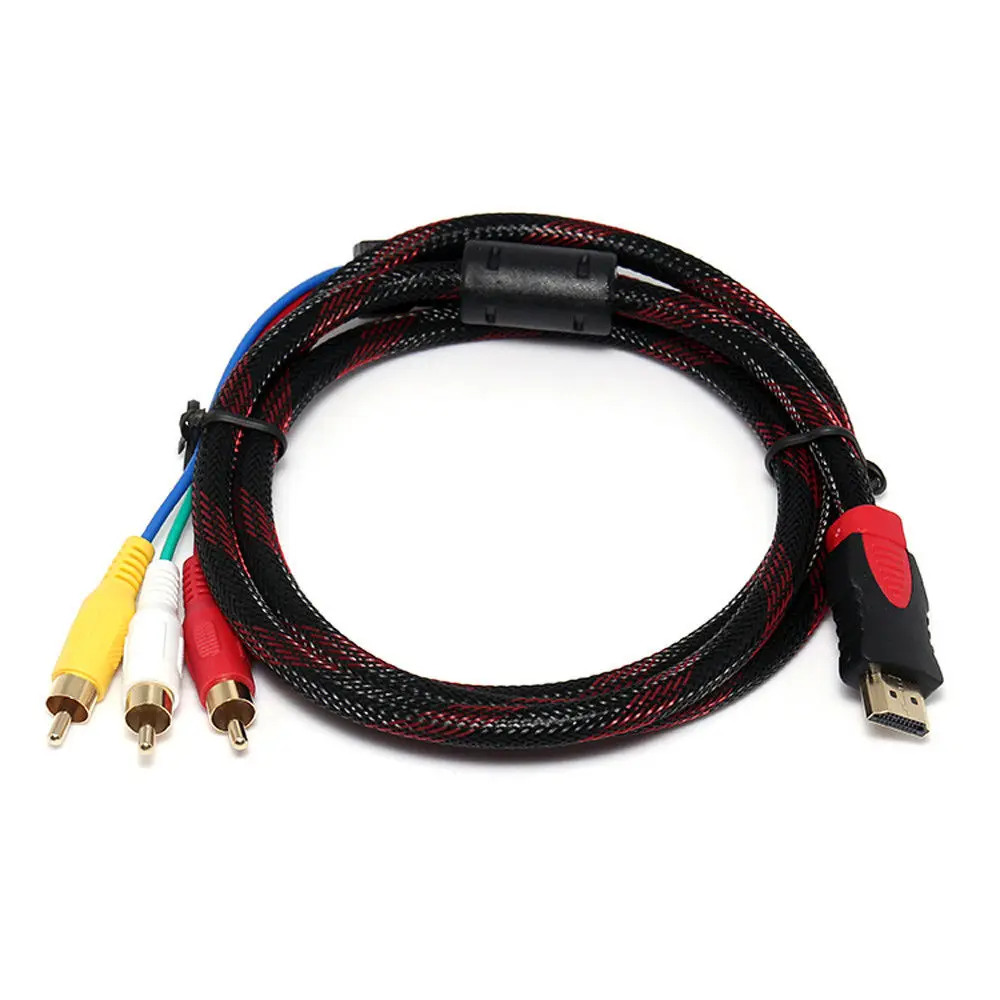 

SOONHUA Video Audio Cable HDMI Male To 3 RCA Video Audio AV Cable 1.5M Braid Net Audio Adapter Cables For DVD Set Top Box Laptop