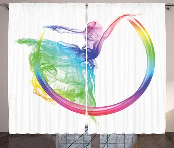 

Abstract Curtains Smoke Dance Shape Silhouette of Dancer Ballerina Rainbow Colors Fantasy Living Room Bedroom Window Curtain
