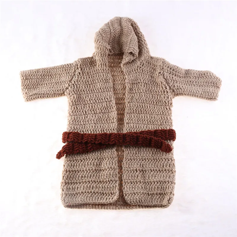 Delux Master YodaBaby Clothes Newborn Photography Crochet Knit Infant Hat Coat Golves Shoes Belt Clothing Set Photo Shoot Props (3)