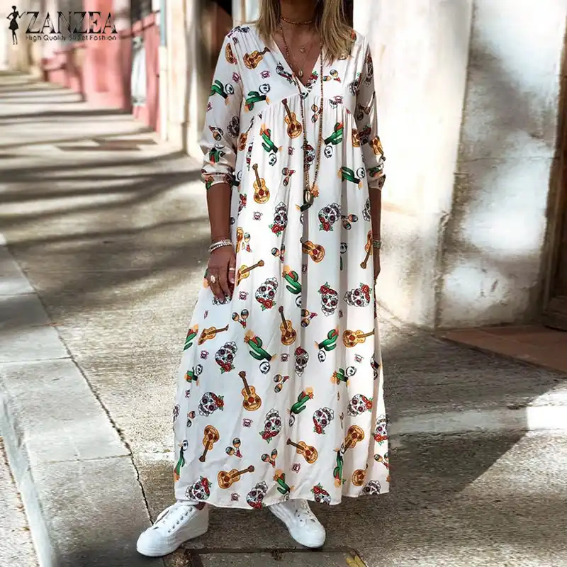 vestido estampado solto