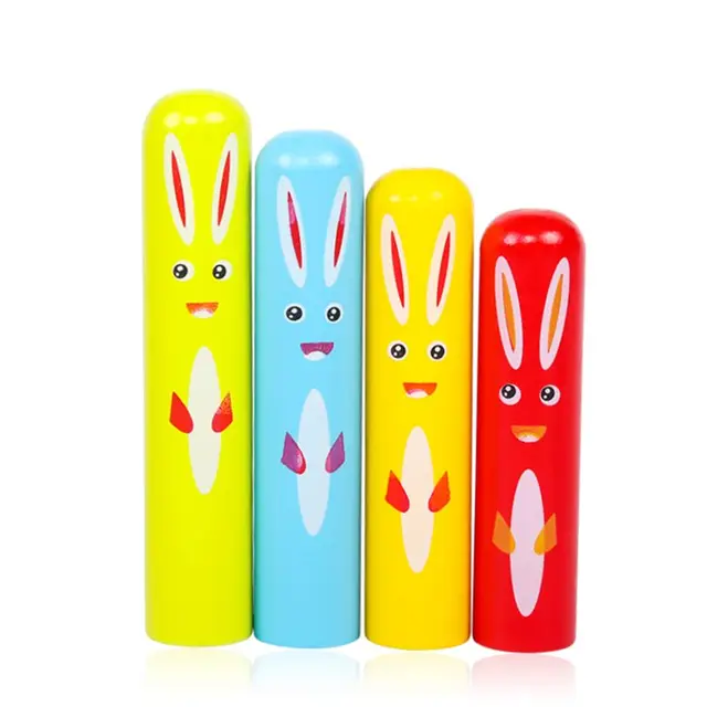 Wood Rabbit Pop_up Toy Tap Bounce Stick Baby Kids Education Toy 4