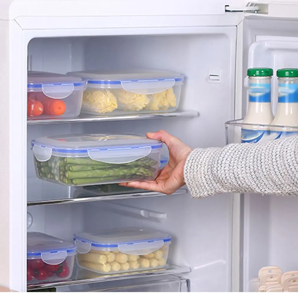 Kitchen Storage Box Storage Box Green Plastic Box Square Microwave Lunch Box Set Lunch Box Kitchen Supplies