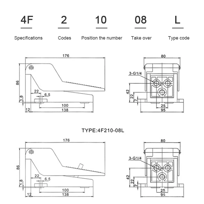 valvula de controle pneumatica 4f210 08 tipo pedal pe 320 fv420 05