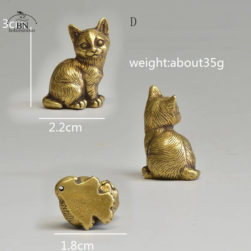 8 Styles Available Brass Cute Cats Figurines Miniatures Desktop Ornaments Classical Small Animal Tea Pet Home Decors Accessories vintage miniature animal figurines