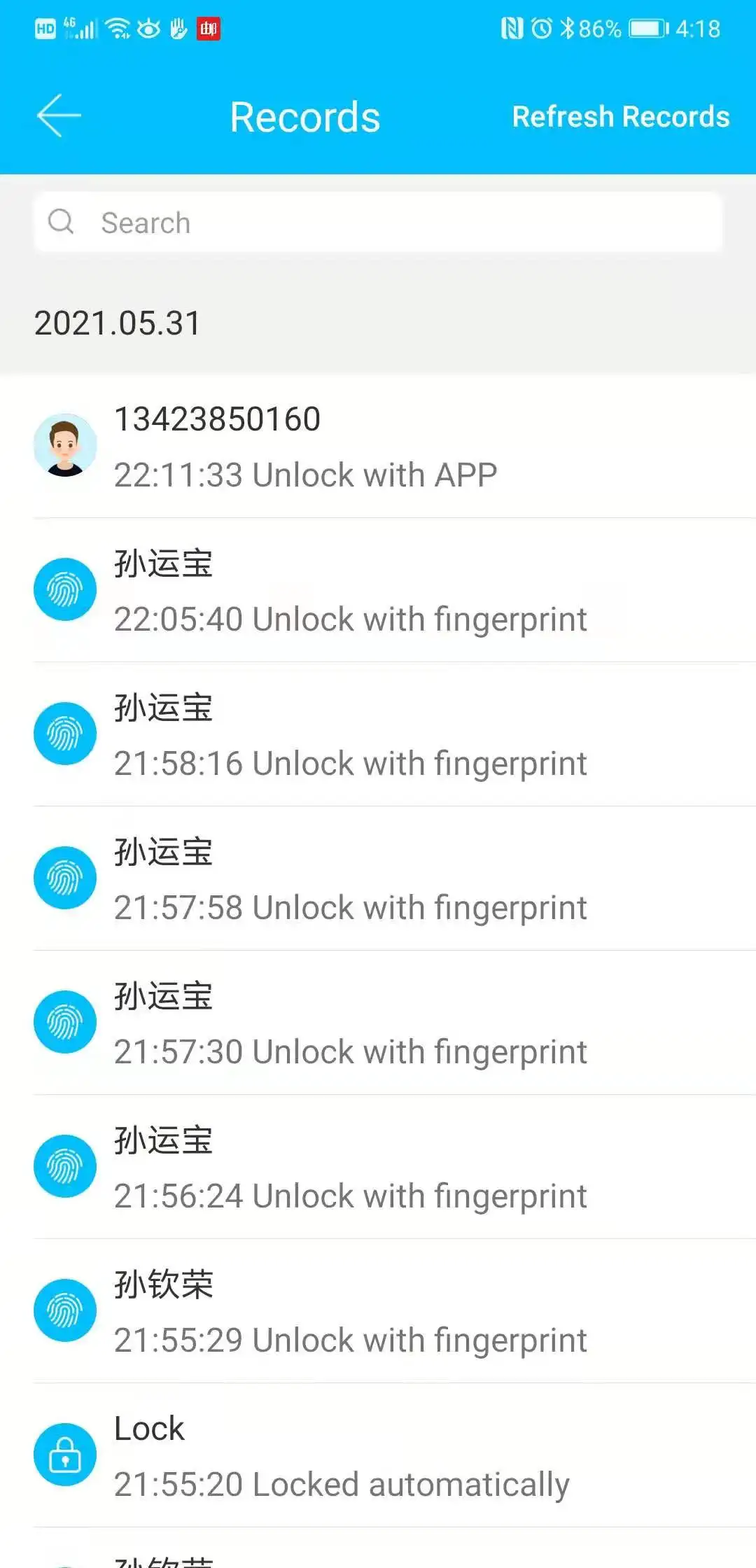 TTLock/tuya APP Smart Fingerprint Lock password code Door Lock Bluetooth Biometr
