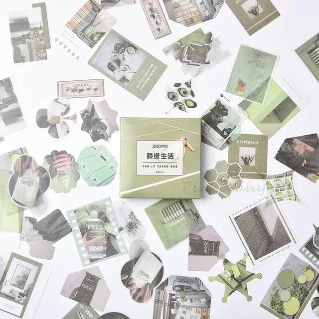 80 X Korean Decoration Stickers Flowers Bullet Journal Decorative Sticker Diary Stationary Album Sticker Flakes Scrapbooking - Color: 11