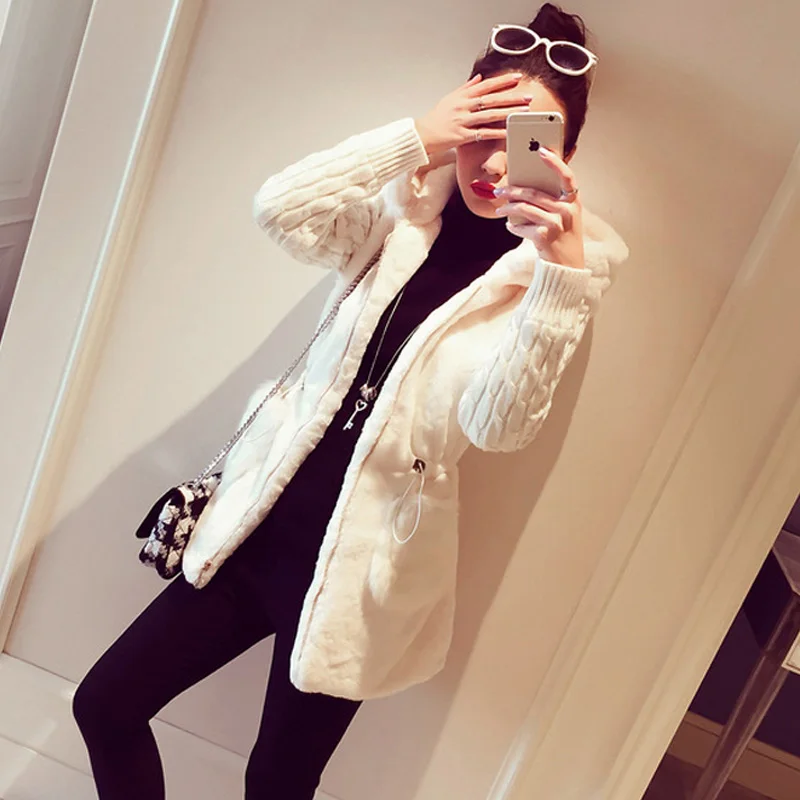

2019 Women Coat outerwear winter clothing elegant Cashmere knitting sleeve patchwork woolen coat