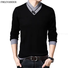 Hombre плюс размеры 4XL кашемировая шерсть Трикотажное изделие с вырезом в форме буквы V мужской свитер