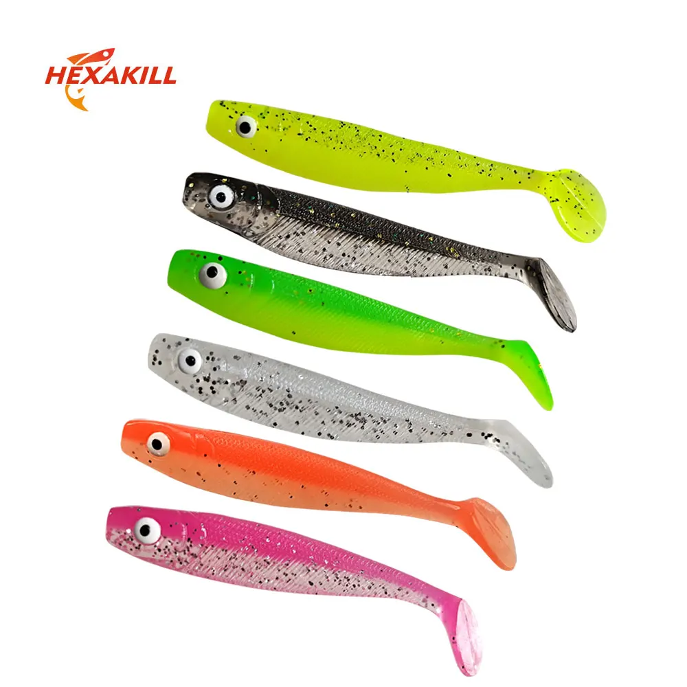 Hexakill 12pcs Soft Baits 65mm 2.1g Rubber Fishing Lure Sea Fishing Jigs  Bass Baits Swimbait Wobblers Artificial Tackle