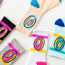 Harajuku meia/Хлопковые носки средней длины без пятки спортивные носки для девочек носки для скейтборда с принтом пончика,, calcetines mujer, забавные носки