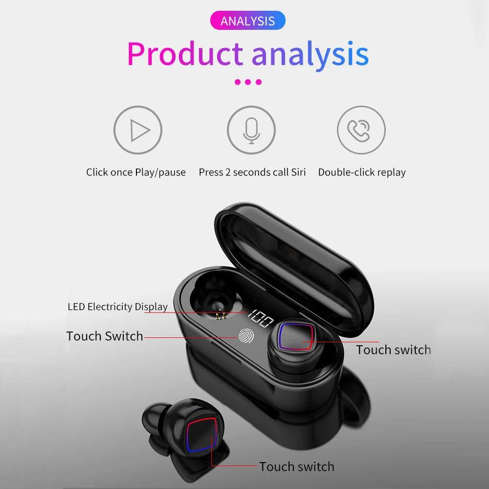 HMB11 Bluetooth наушники светодиодный цифровой дисплей питания беспроводные наушники TWS 3D отпечаток пальца сенсорный шумоподавитель гарнитура с микрофоном