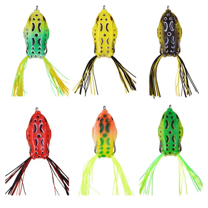 TopWater Frog Fishing Lure Soft Bait Pike Wobblers Artificial Bait 4.5/5.5/6cm 6/10/12g  Fishing Tackle Ray Frog With Feather
