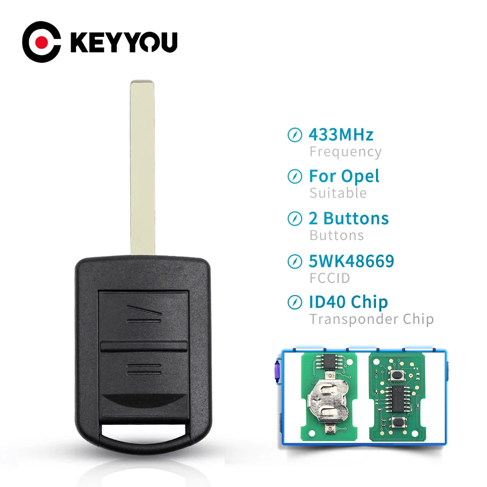 KEYYOU 5WK48669 SMART CAR KEY FOB ID40 CHIP 433MHZ REMOTE CONTROL KEY FOR VAUXHALL FOR OPEL CORSA C MERIVA TIGRA COMBO VAN