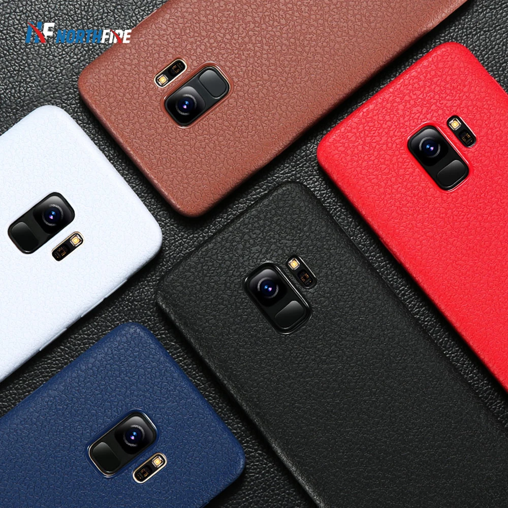 Личи мягкий из искусственной кожи чехол для samsung S8 S9 Plus Note 9 сплошной цвет ТПУ