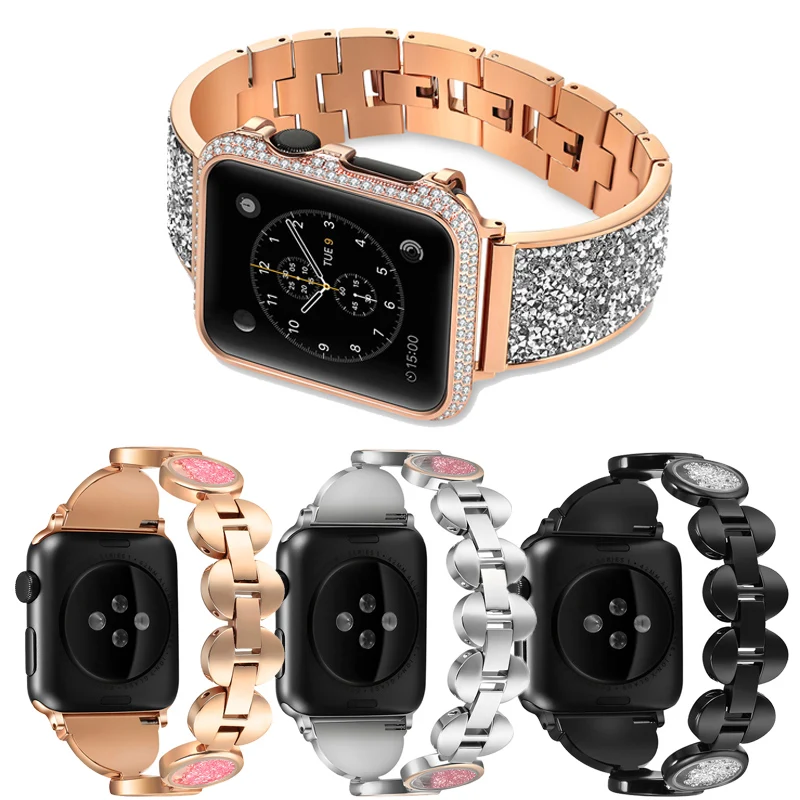 Женские часы с бриллиантами ремешок для наручных часов apple Watch 38 мм 42 браслет из