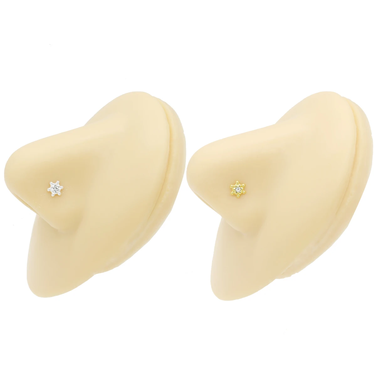 Borchia Naso Piccolo 2 Mm Quarzo Tondo 22 G (0,6 Mm) Argento Sterling 925 Per - Foto 5