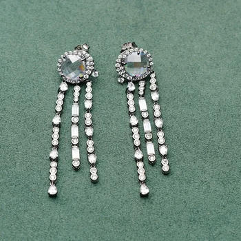 

Amorita boutique 925 silver circle tassel design fashion drop earrings
