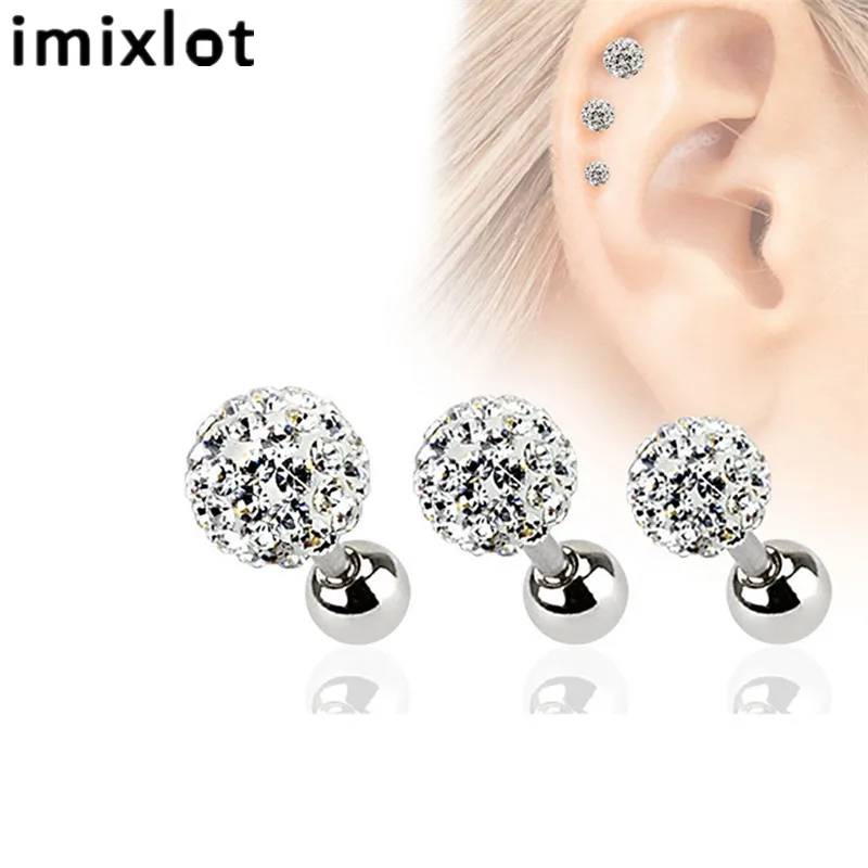 Imixlot 3/4/5 мм хрустальный шар серьги-гантели кость для ногтей пирсинг пупка модный