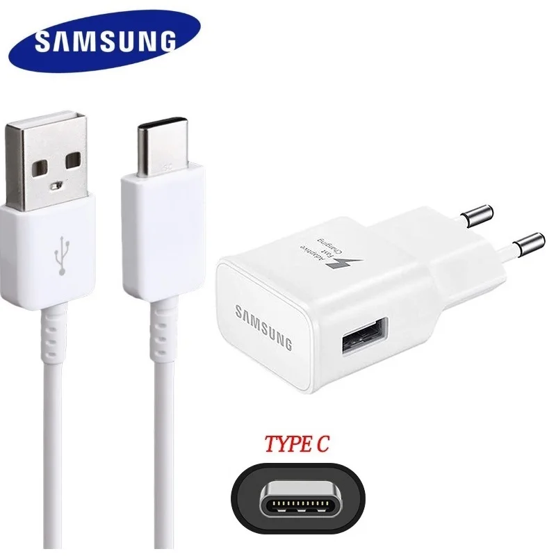 Оригинальное зарядное устройство samsung usb type C кабель быстрого адаптера 1,2 type C кабель для Galaxy S8 S9 Plus Note 8 9 A3 A5 A7 - Цвет: charger Kit -white