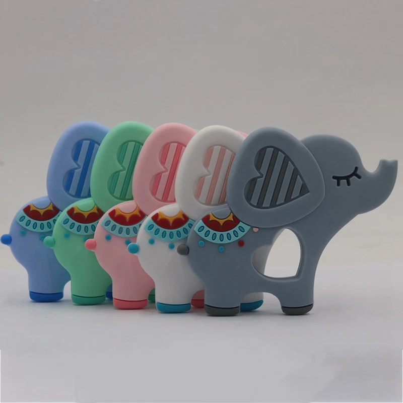 Food Silicone Teethers Animal Elephant Baby Infant Kids Teething Gift Toddler Toys Soother Pacifier Chewable Teething Pendant
