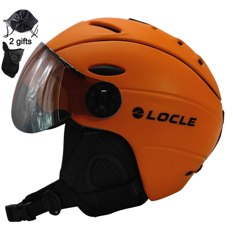 LOCLE Goggles Skiing Helmet CE Certification Safety Ski With Glasses Skating Skateboard Snowboard PC+EPS |