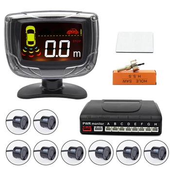 

8 Sensors Backup Radar Car Parking Sensor System Auto Parktronic LCD Monitor Detector Rear Sensor Reversing Radar Sound Alert