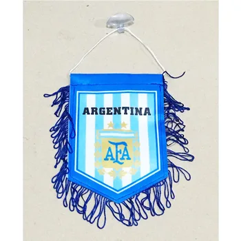 

2018 Football World Cup Argentina National Football 15cm*16cm Double Sides Christmas Decorations for Car Home Flag Banner Gifts