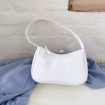 

Designer Shoulder Bags For Women Solid Color PU Leather Baguette Handbags Lady Party Travel Purses Female Casual Messenger Bag