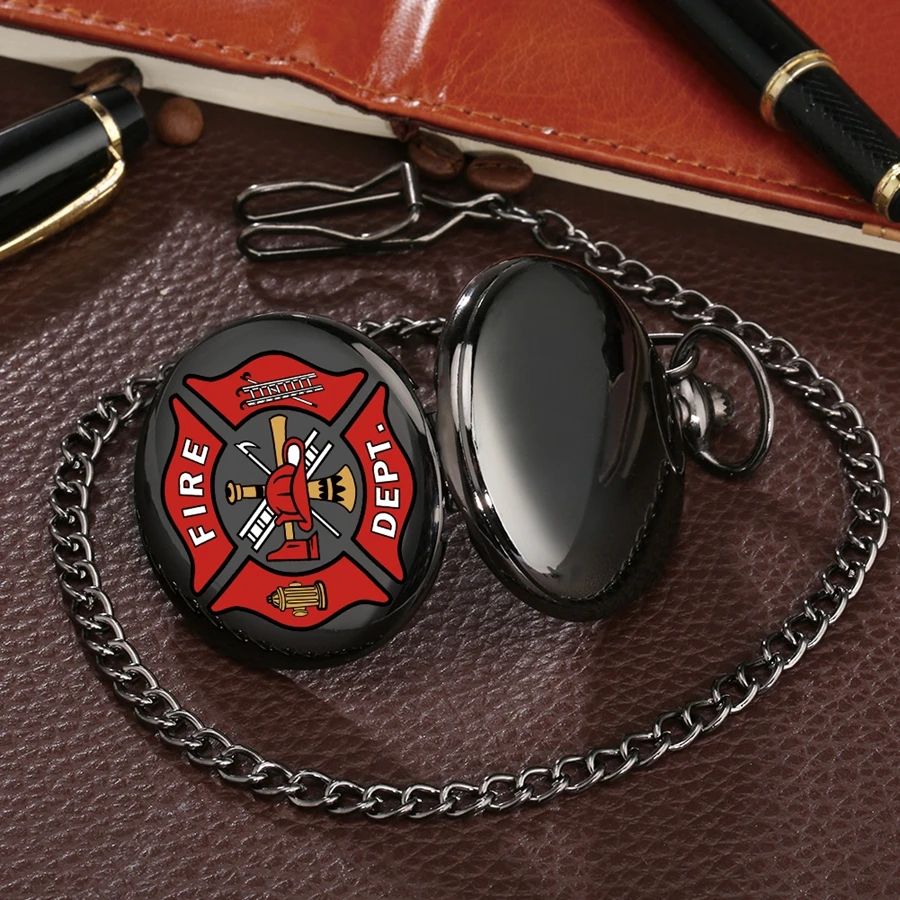 Top Brand Red Fire Fighter Quartz Pocket Watches Punk Black Firefighter Pocket Watches Unisex Gift Necklace Watch for Men Womens 2020 2021 (7)