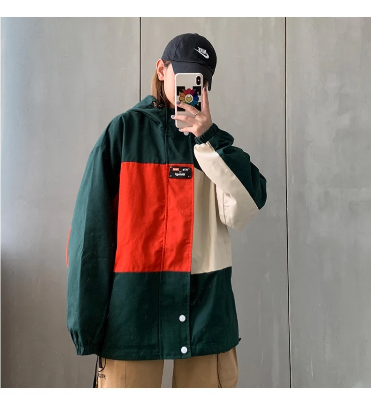 LAPPSTER Мужская Лоскутная Harajuku Рабочая куртка Мужская корейская мода хип хоп Ветровка Куртки Осенняя уличная одежда