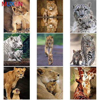 

Animal 5D Diamond Painting Cross Stitch Kit Handmade Mom Love Tiger Lion Wall Sticker Mosaic Diamond Embroidery Painting Rp120