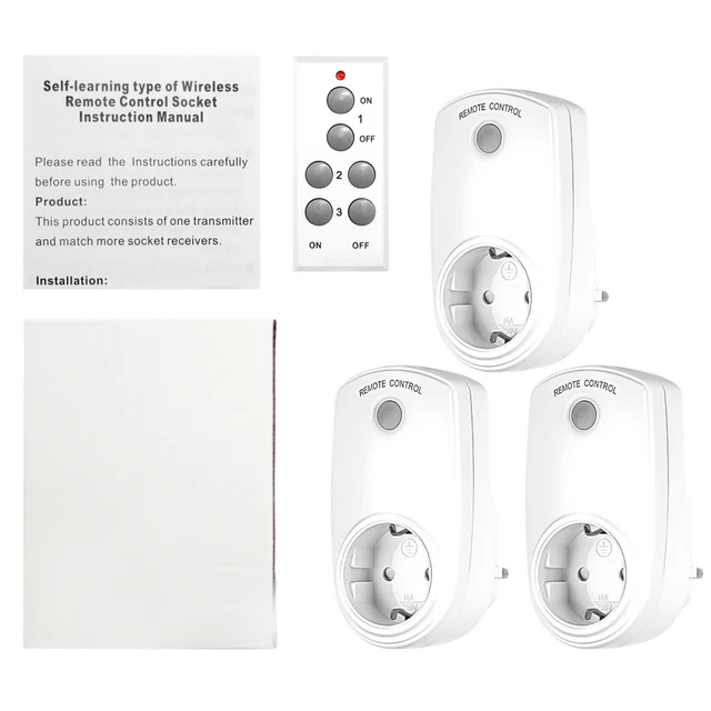 Wireless Remote Control Smart Socket EU UK French Plug Wall 433mhz  Programmable Electrical Outlet Switch 220v 230v LED