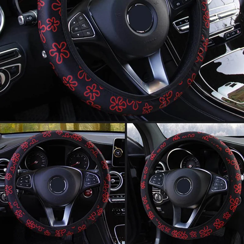 Автомобильные чехлы на руль, покрытие на руль автомобиля, блестящая Снежинка, автомобильные аксессуары, универсальный диаметр 38 см - Название цвета: 3