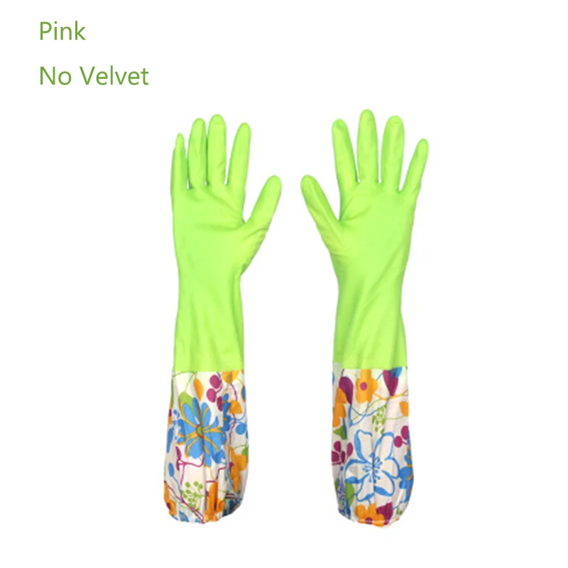 No Velvet Green Бархатные латексные перчатки садовые перчатки для дома резиновые перчатки для уборки Водонепроницаемая скатерть перчатки кухня Чистка овощей перчатки - Цвет: No Velvet Green