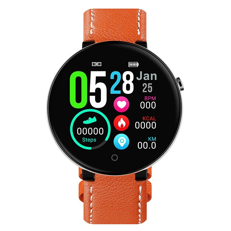 DT18 Смарт часы Круглый Пресс экран Smartwatch сердечного ритма умный фитнес трекер IP67 спортивные - Цвет: Orange