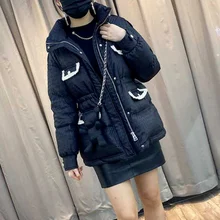 Manteau d'hiver en coton pour femme, épais et chaud, taille ample, style tempérament, rouge et blanc, nouvelle collection 2021