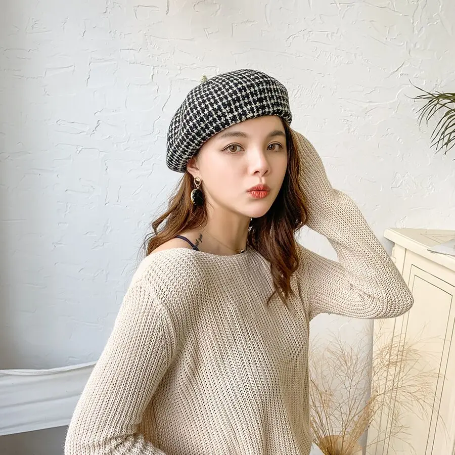 Winter Autumn Beret Hats Women Colorful Color Wool Berets Female Bonnet Cap Winter Warm Thicken Hat For Girls