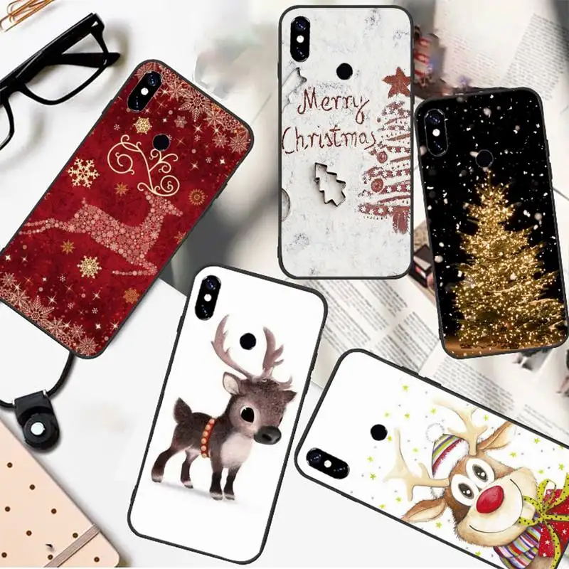 

Merry Christmas New Year Deer Tree Phone Case For xiaomi Redmi 5 5A plus 7A 8 note 2 3 4 5 5A 6 7 GO K20 A2