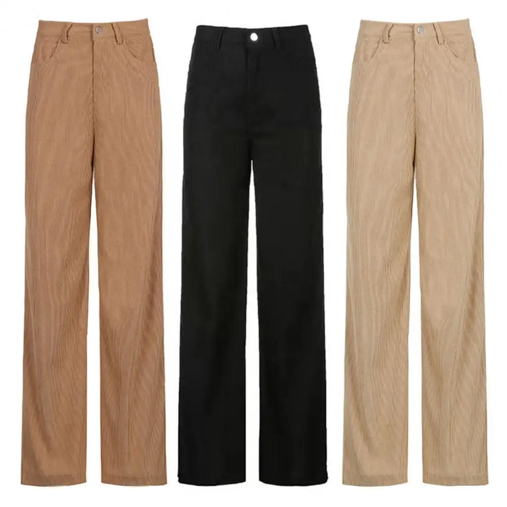 유럽 및 미국 레트로 초경량 코어 벨벳 슬랙스, 브라운 와이드 레그 팬츠, 편안한 스트리트 스타일 청바지, 2021 신상 