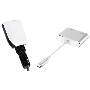 

MOOL USB 3.1 Type C to HDMI VGA Adapter-2 in 1 Type C & ligent Car Charger Charging Digital Display for DJI MAVIC Pro