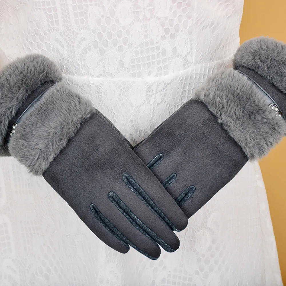 Женские перчатки полный палец Зимние Бархатные теплые перчатки для леди перчатки кэжуал мягкие наручные толстые варежки уличные Верховые