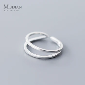 

Modian Geometric Line Double Circle Ring for Women Fashion Genuine Sterling Silver 925 Minimalist Ring Fine Jewelry Party Gift