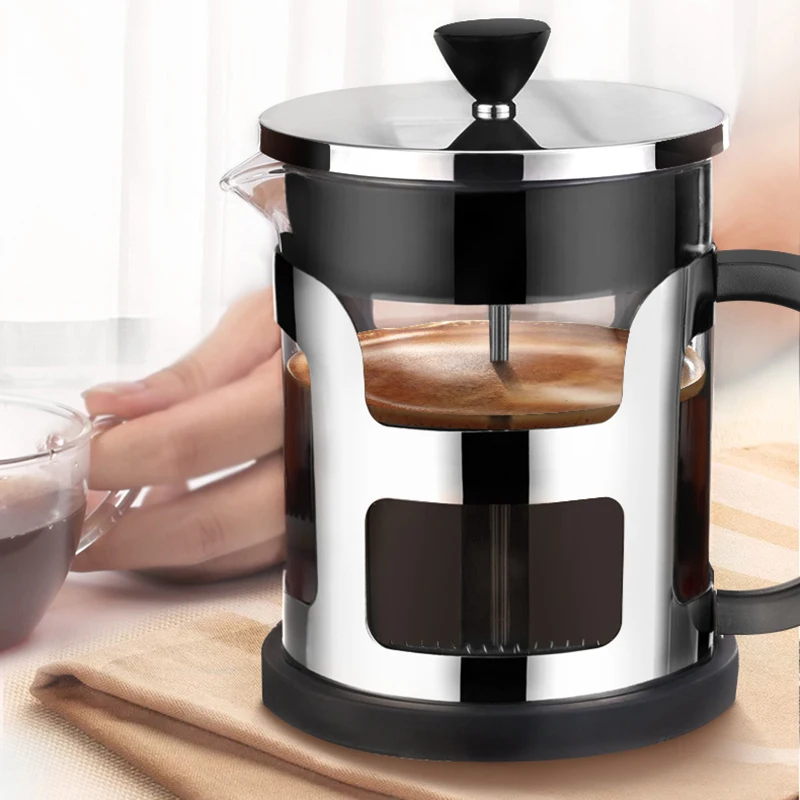 Goede JMH Franse Druk Roestvrij Staal Koffie Pot Maker Glas Thee Pot Met Theezeefje Filter Waterkoker Theepotten Koffie