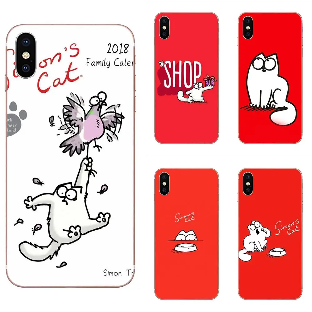Slim Silicone Case Funny Cute White Simons Cat For Samsung Galaxy A10 A20 A20E A3 A40 A5 A50 A7 J1 J3 J4 J5 J6 J7 2016 2017 2018 | Мобильные