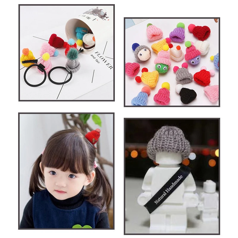 10-50Pcs Knitting Mini Pompon Hats DIY Craft Supplie Headwear Brooch Crochet Toys Decor Jewelry Accessory Small Caps Components