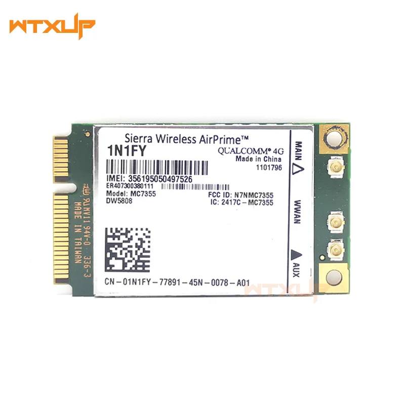 Mejores Ofertas Sierra Wireless Airprime MC7355 Mini PCIe LTE/HSPA + GPS + 100Mbps DW5808 1N1FY 4G Módulo 1xRTT EVDO Rev para Dell 1900/2100/850/700 Q5XE0pR7
