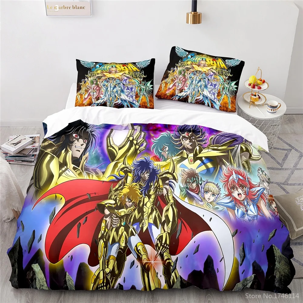 Anime Saint Seiya 3D Print Bedding Set Queen King Size Duvet Cover Set Soft Quilt Cover Pillowcase set Home Textile Bedclothes