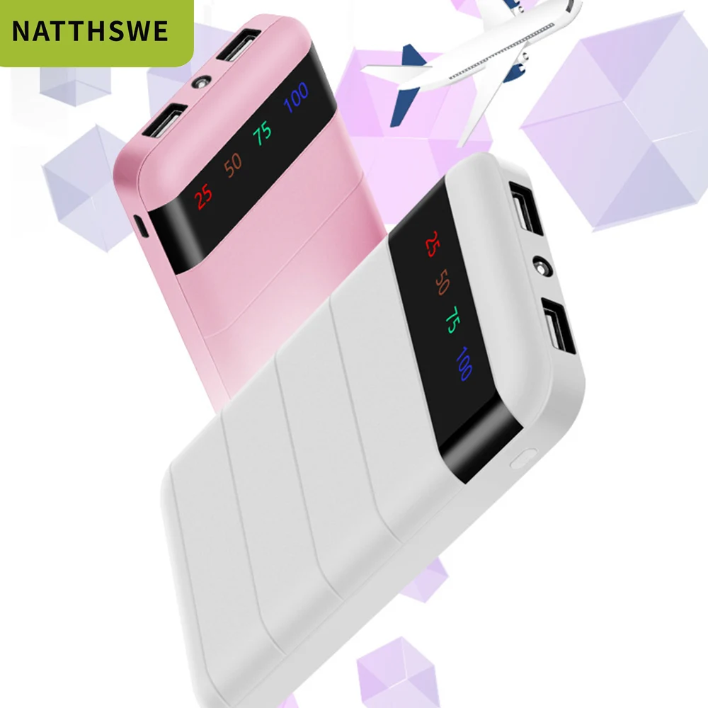 NATTHSWE 20000 мАч портативное зарядное устройство с двумя USB тонким внешним аккумулятором для samsung iphone Xiaomi